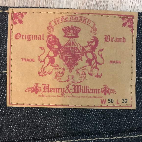 Henry & William Black Raw Straight Leg Denim Jeans Size 50 x 32 NWOT - Picture 7 of 9